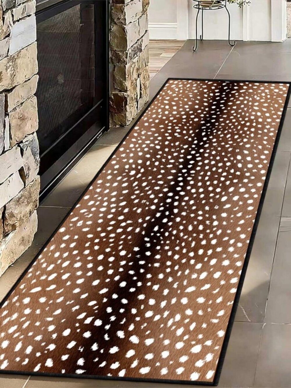 Deer Hide Runner Rug,1.3x7ft,Faux Fur Animal Skin Print Washable Hallway